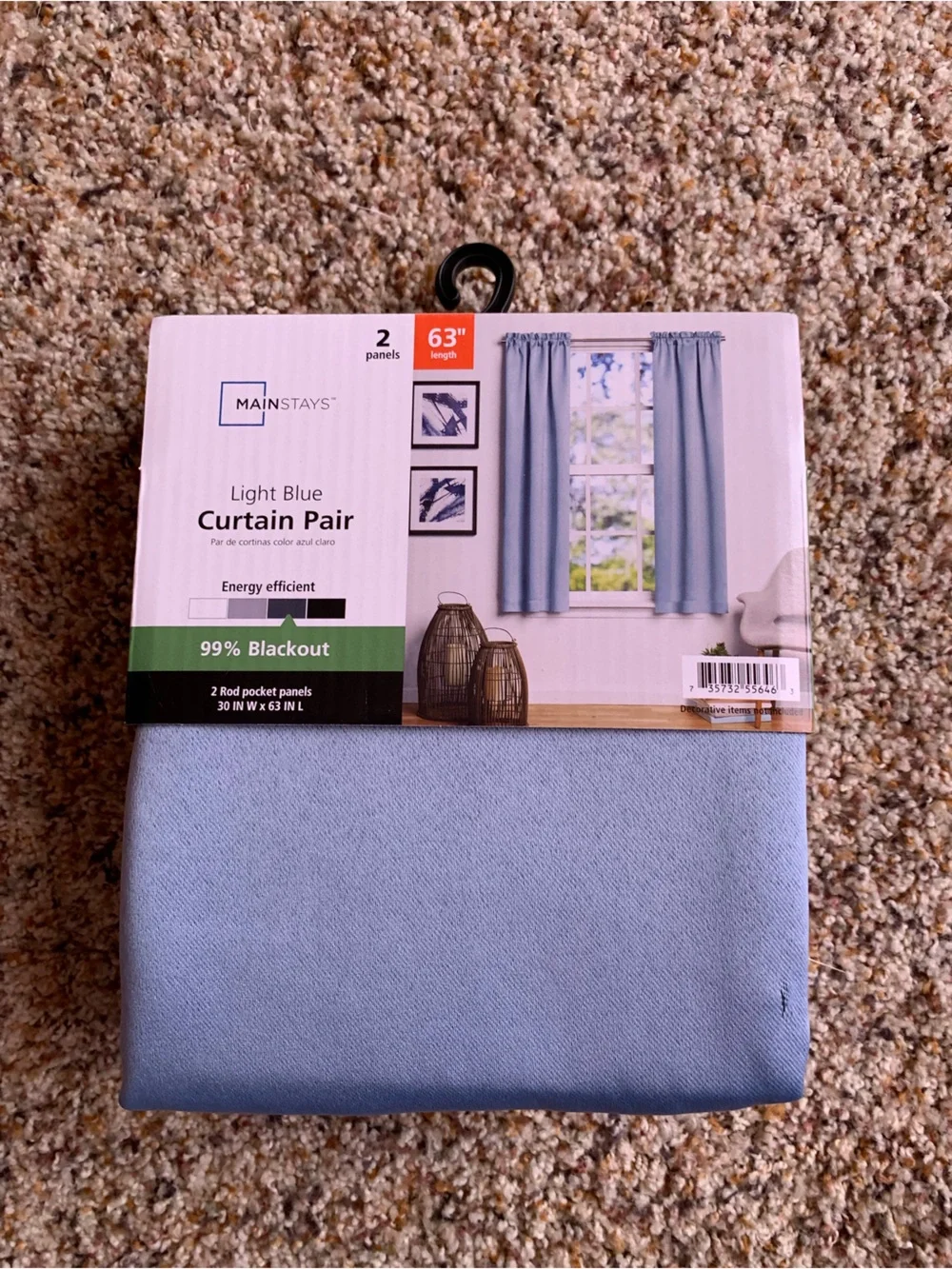 Light Blue ‘63 inch sun reducing curtains.